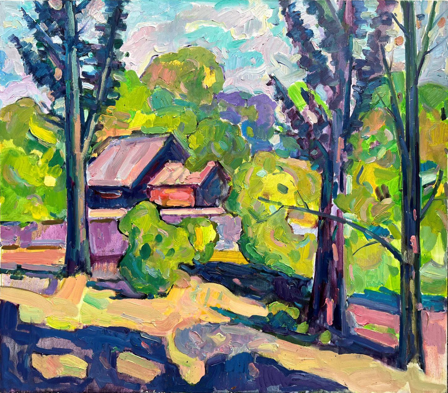 Lonely House,  Impressionism Original oil Painting, Ready to Hang