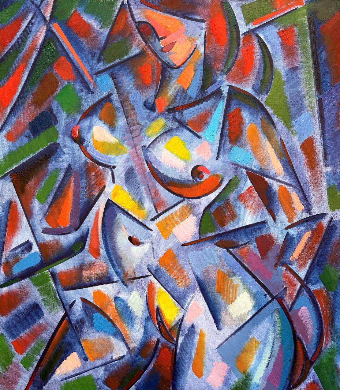 Model in the Atelier, Abstract Figurative, Original oil Painting, Ready to Hang