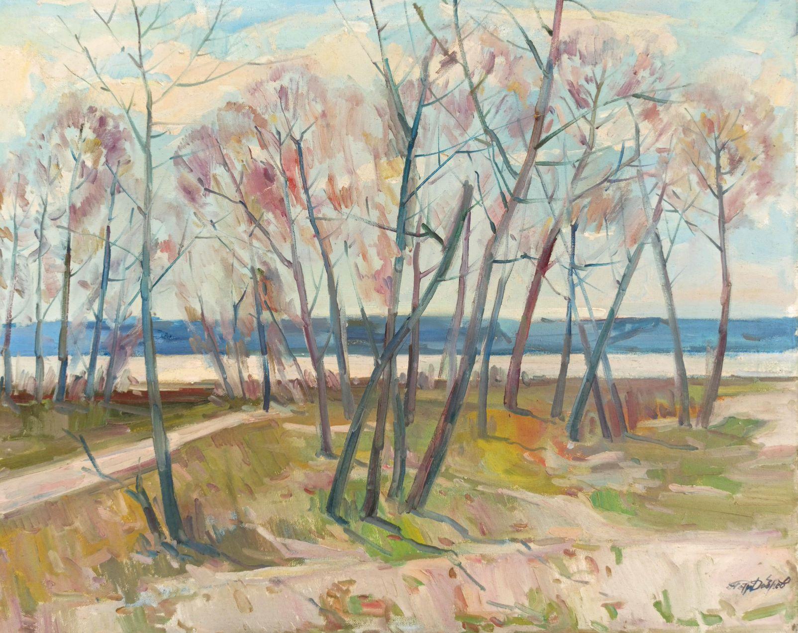 Peter Tovpev Landscape Painting – Morgenzeit, Original-Ölgemälde, fertig zum Hängen