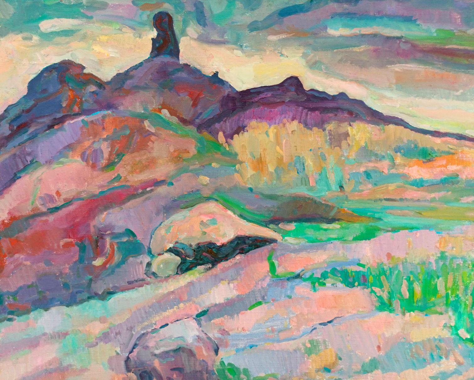 Peter Tovpev Landscape Painting - Mound, Post Impressionism, Original oil Painting, Ready to Hang