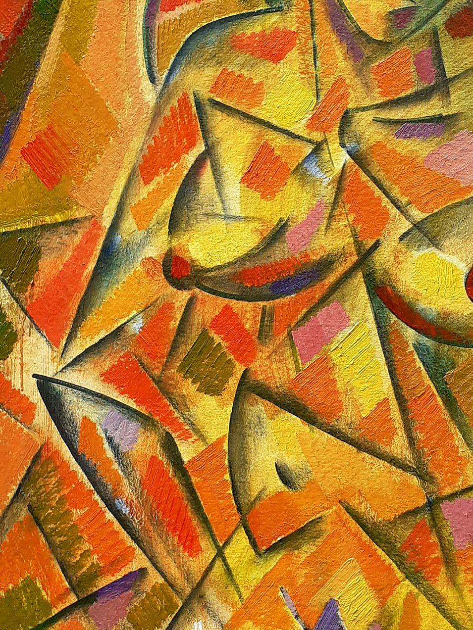Ragazza nuda, Cubismo, Figurativo, Pittura ad olio originale, pronta per essere appesa - Painting Impressionismo di Peter Tovpev