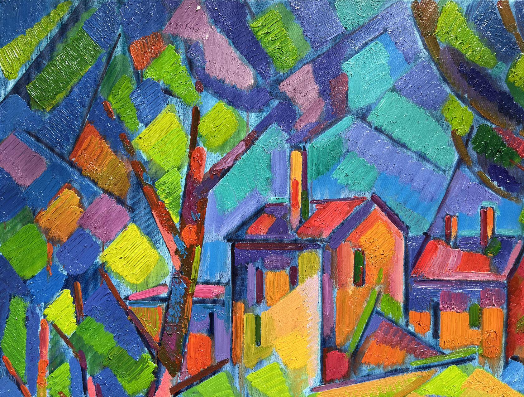 Cerca del lago, Pintura al óleo original, Lista para colgar 5
