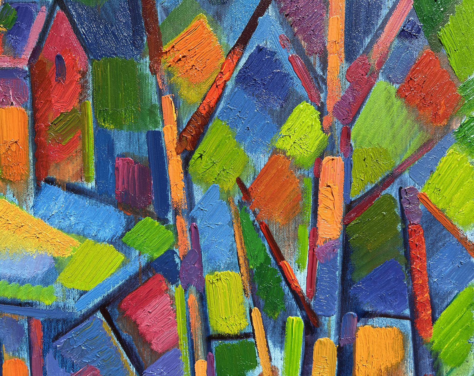 Artista: Peter Tovpev
Obra: Pintura al óleo original, obra de arte hecha a mano, única en su género 
Técnica: Óleo sobre lienzo 
Año: 2021
Estilo: Arte contemporáneo
Título: Cerca del lago
Tamaño: 31,5