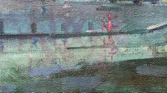 Près du feu de circulation, paysage urbain, peinture à l'huile originale, prête à accrocher