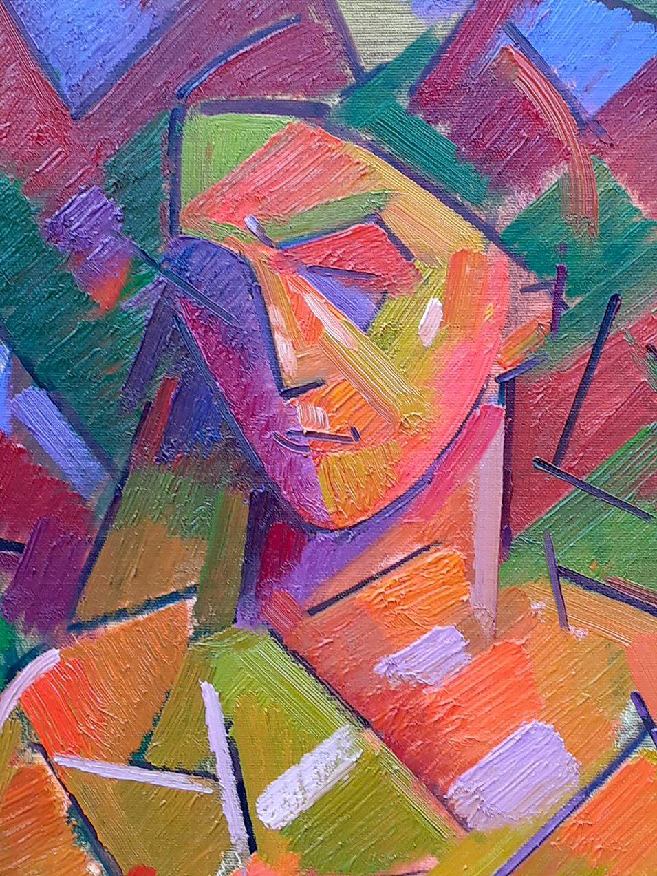 Artist: Peter Tovpev
Work: Original oil painting, handmade artwork, one of a kind 
Medium: Oil on Canvas 
Year: 2022
Style: Cubism
Title: Nude Woman
Size: 33.5