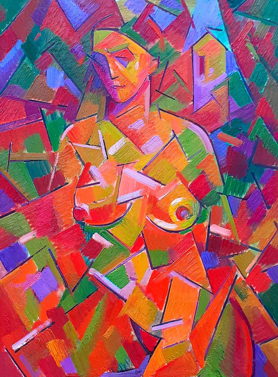 Peter Tovpev Figurative Painting - Nude Woman, Pablo Picasso Figurative, Original oil Painting, Ready to Hang