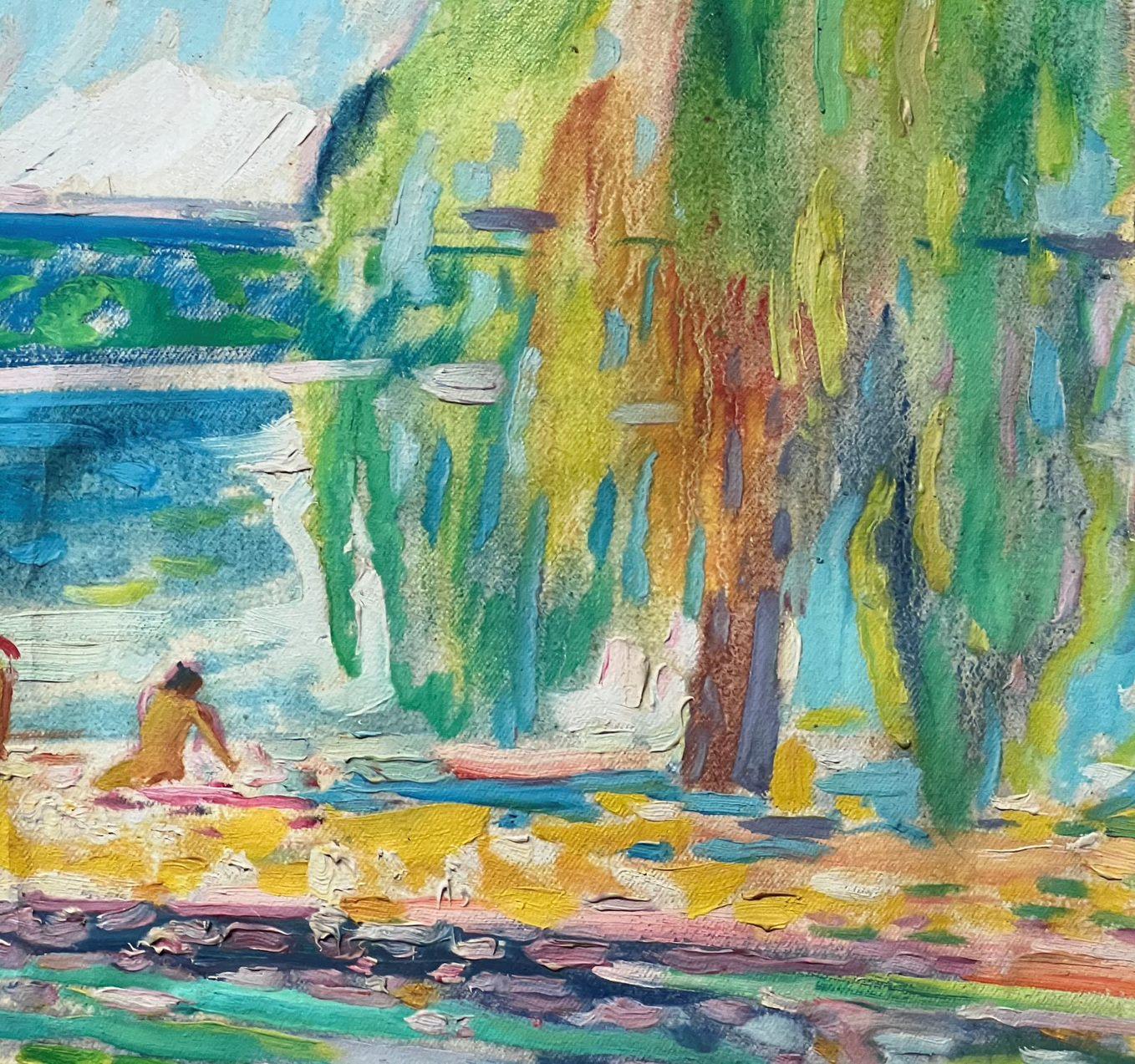 On the Beach, Impressionism, Original oil Painting, Ready to Hang For Sale 2