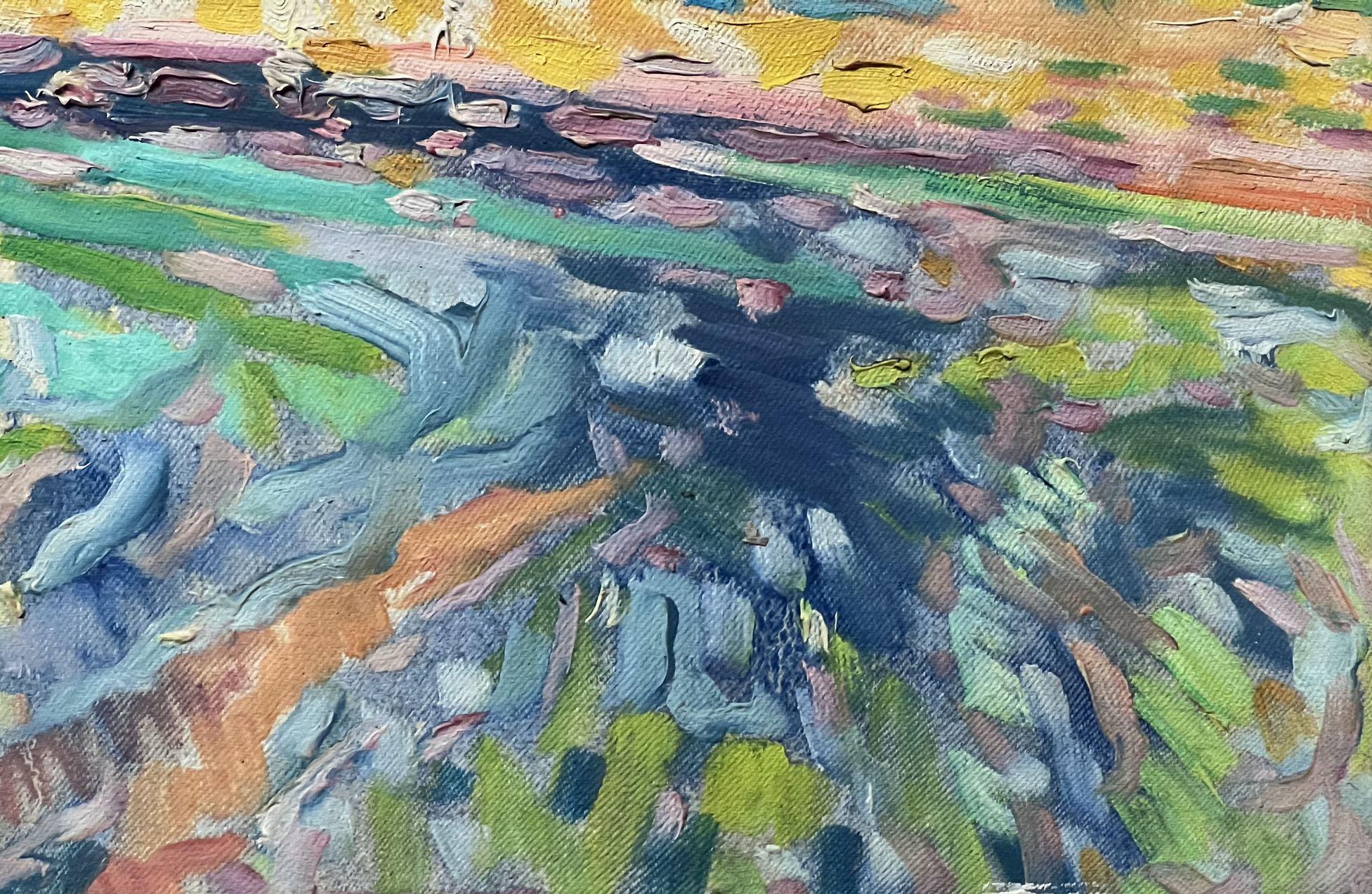 On the Beach, Impressionismus, Original-Ölgemälde in Öl, hängefertig – Painting von Peter Tovpev