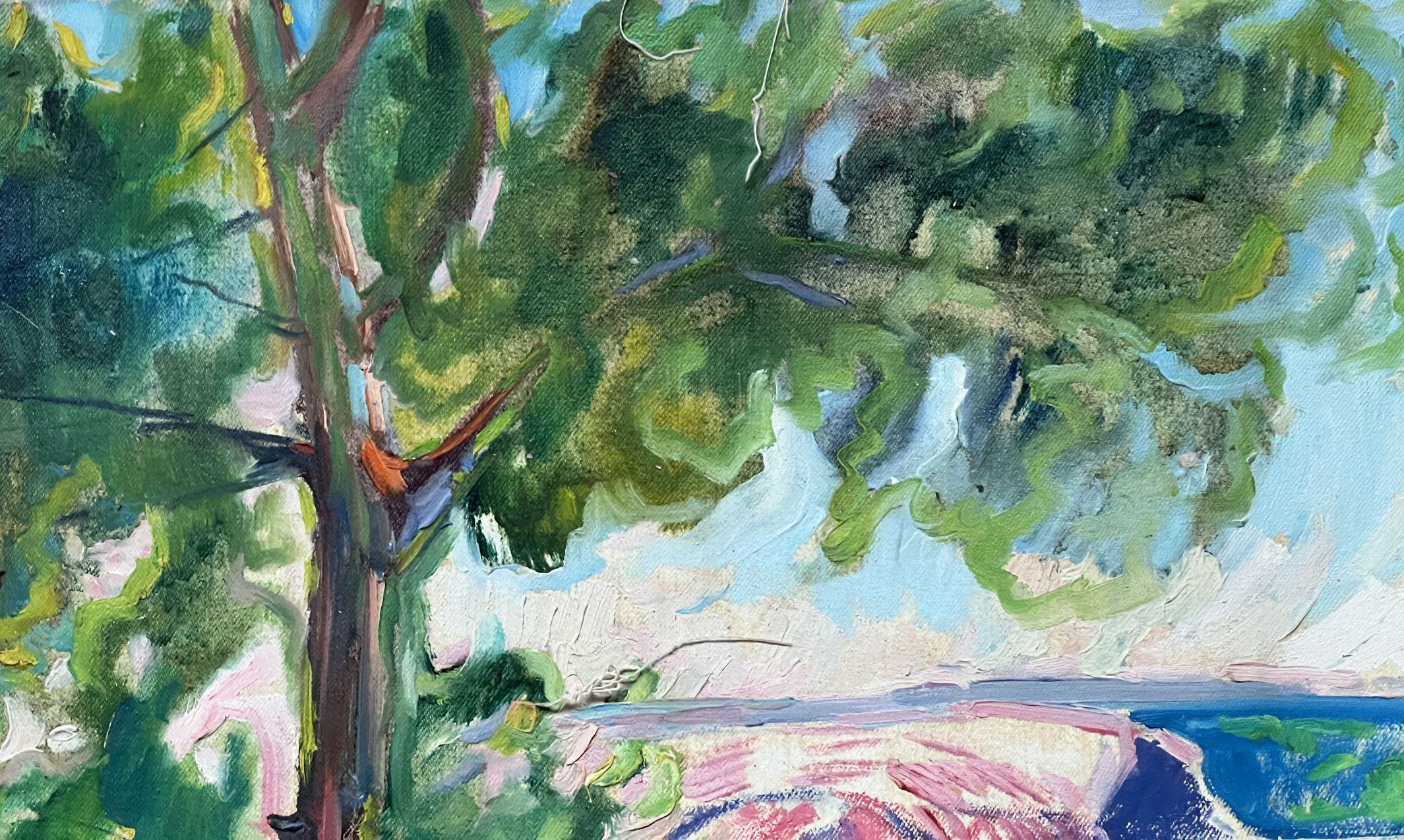 On the Beach, Impressionismus, Original-Ölgemälde in Öl, hängefertig im Angebot 3