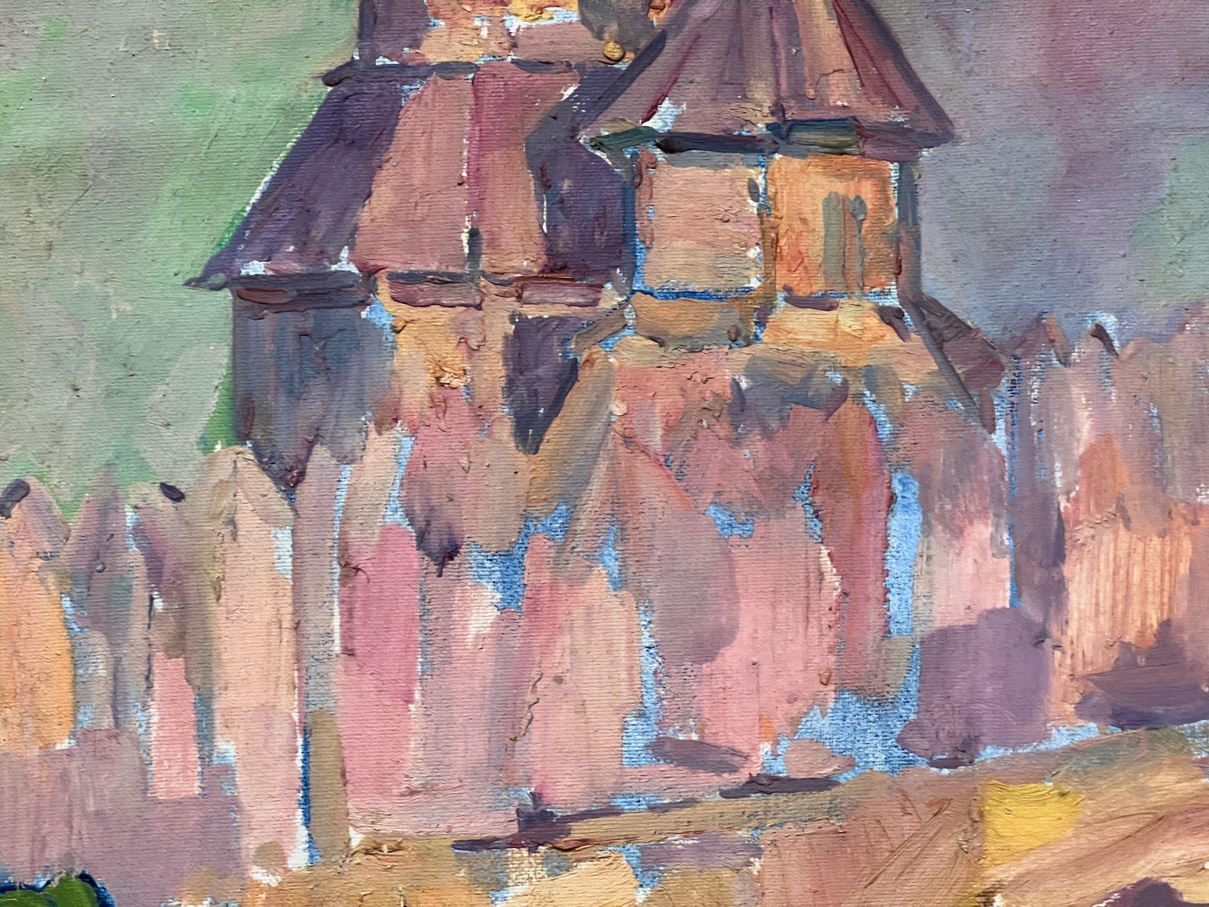 Outline of Domes, Cathedral Original oil Painting, Ready to Hang For Sale 3