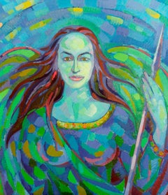 Portrait d'une fille, peinture à l'huile originale, prête à être accrochée