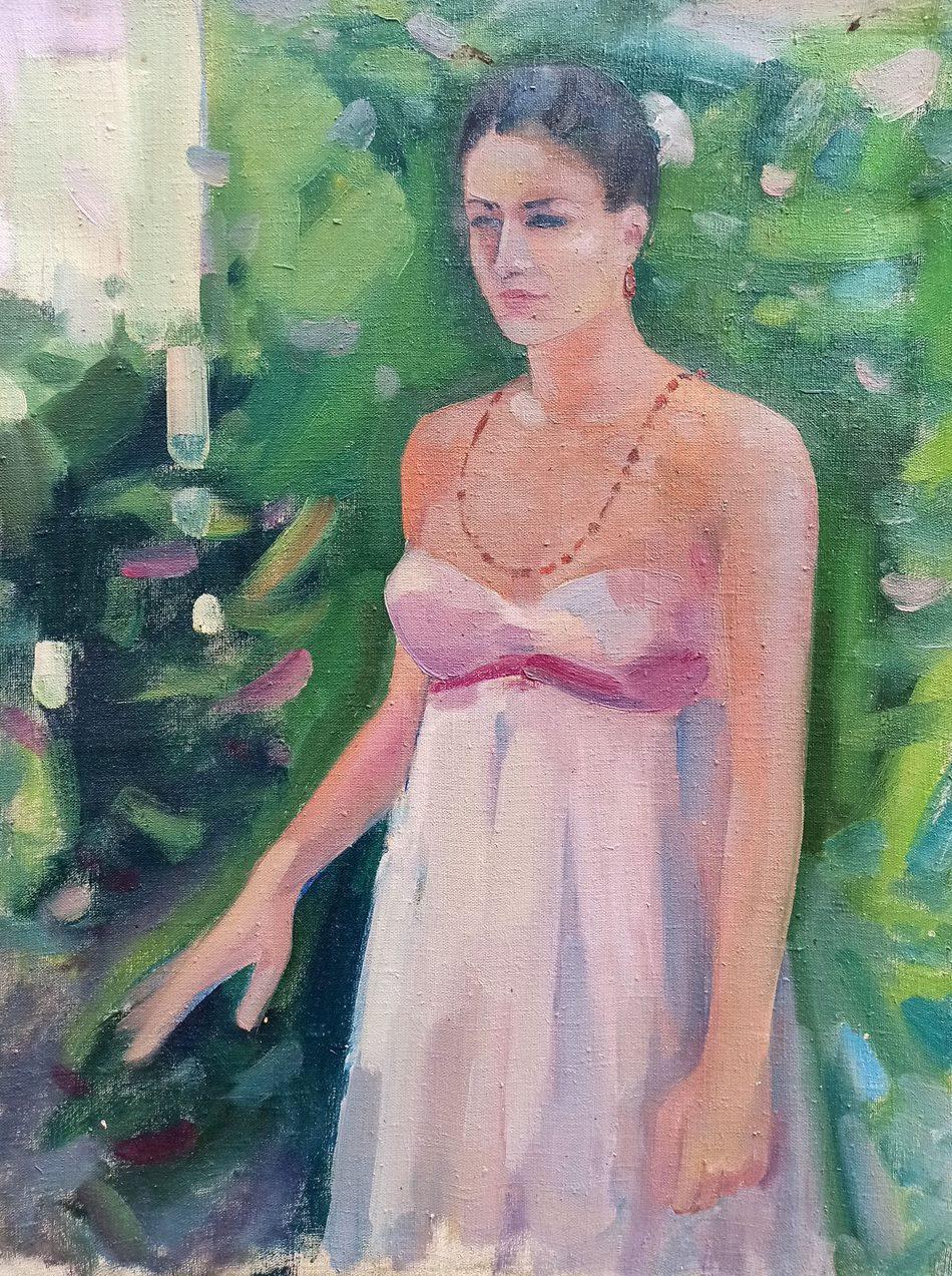 Figurative Painting di Peter Tovpev - Ritratto di ragazza, Figurativo, Pittura ad olio originale, pronta da appendere