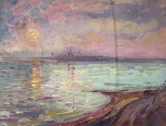 Rays on the Water, Original oil Painting, Ready to Hang