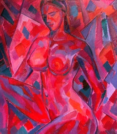 Baigneur rouge, peinture à l'huile originale, prête à être accrochée