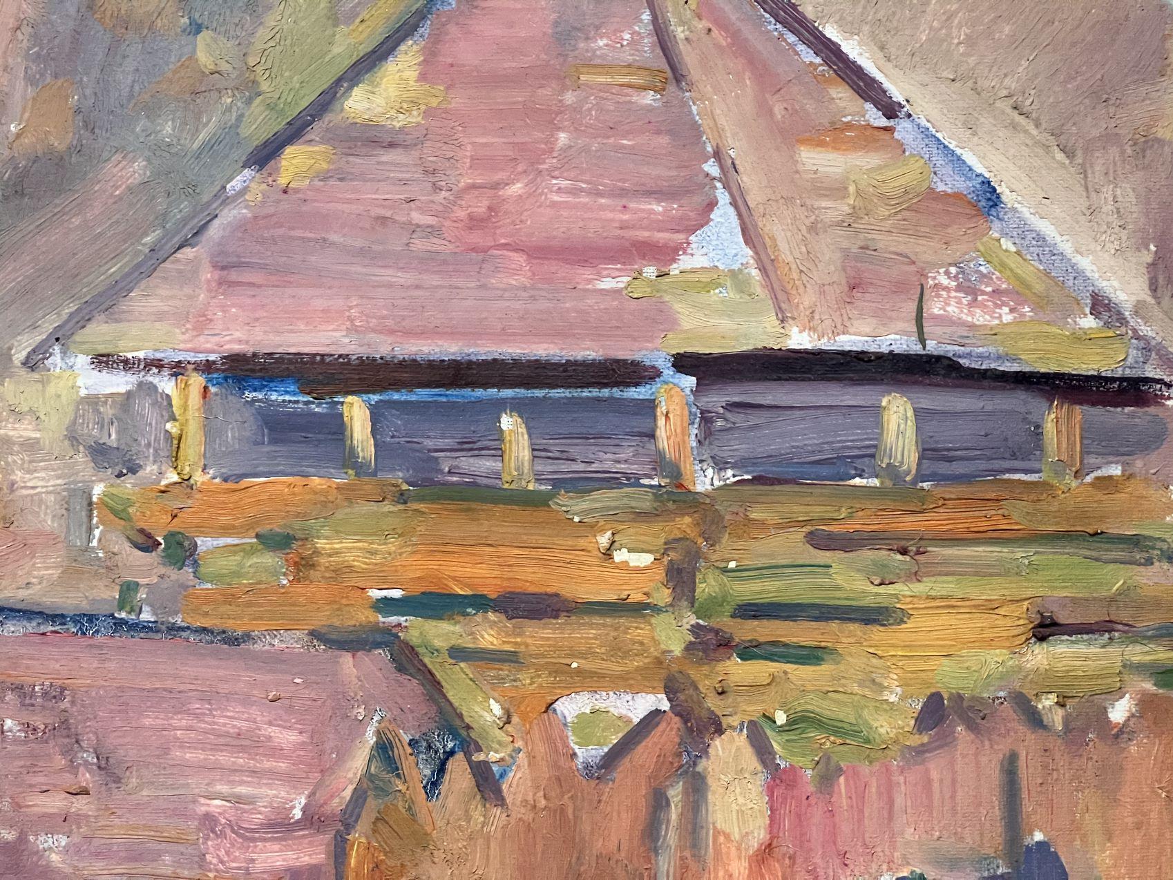 Roofs of Houses, Original oil Painting, Ready to Hang For Sale 3