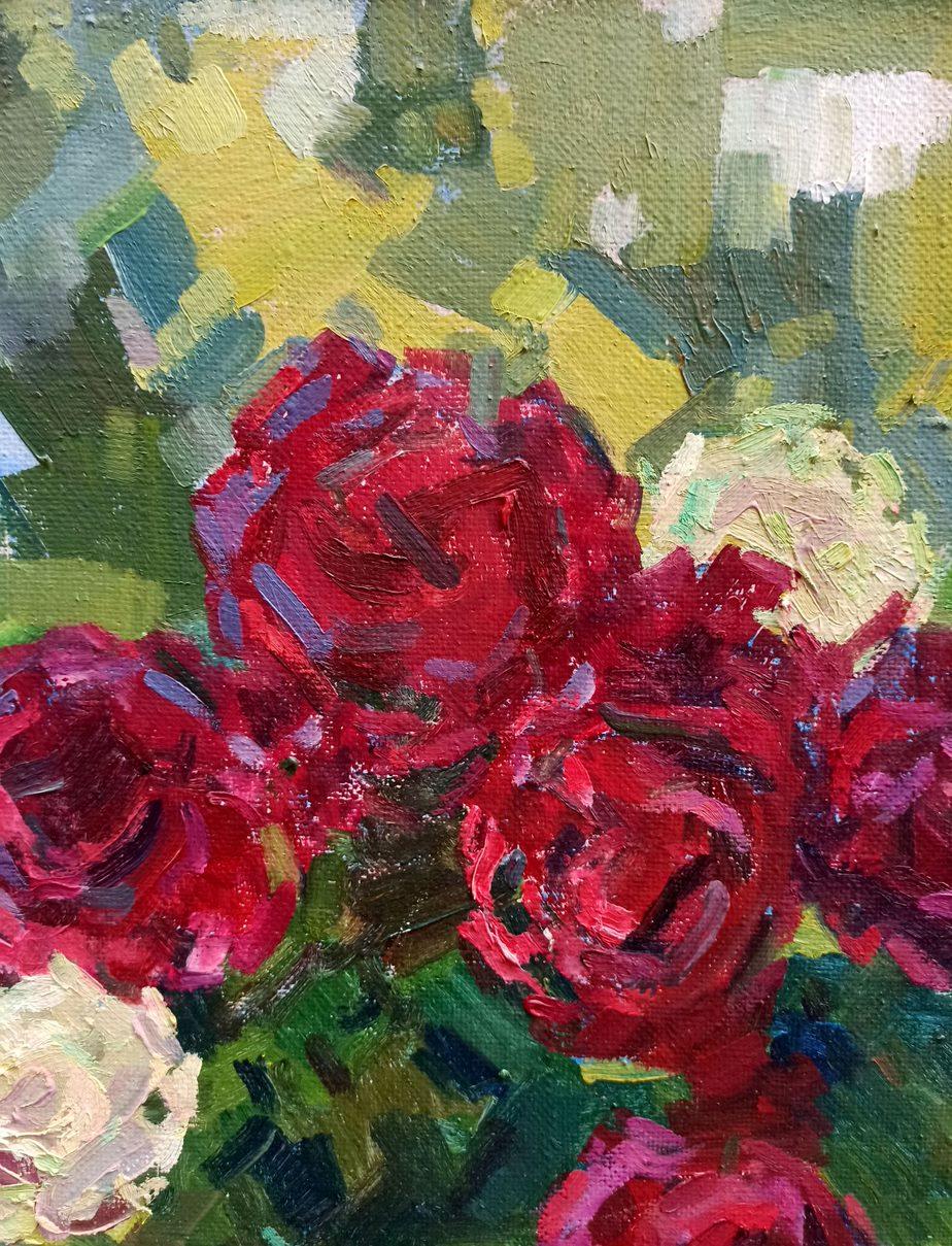 Roses, Flowers, Original oil Painting, Ready to Hang For Sale 1
