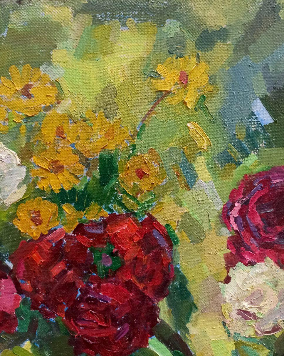 Roses, Fleurs Impressionnisme Peinture à l'huile originale, prête à accrocher en vente 1