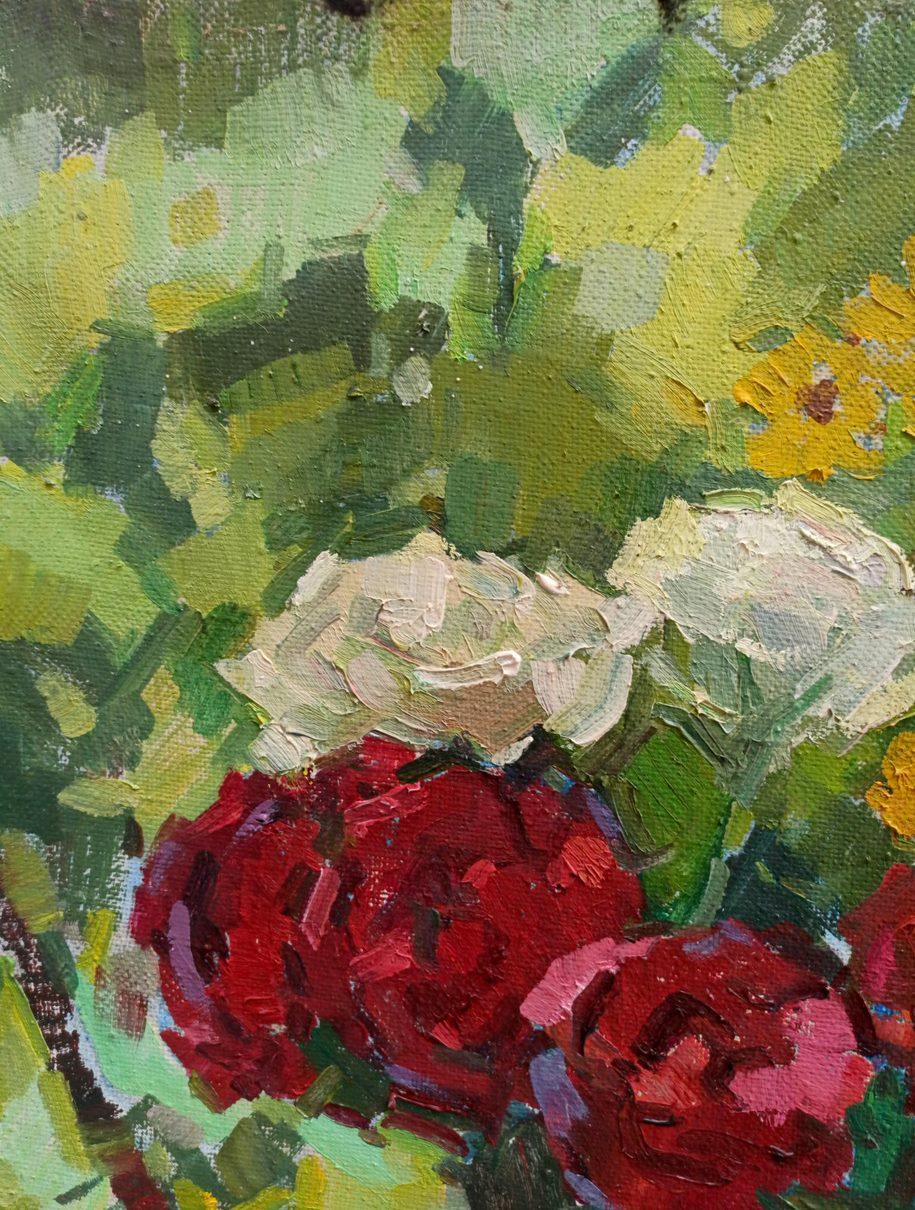 Roses, Fleurs Impressionnisme Peinture à l'huile originale, prête à accrocher en vente 2