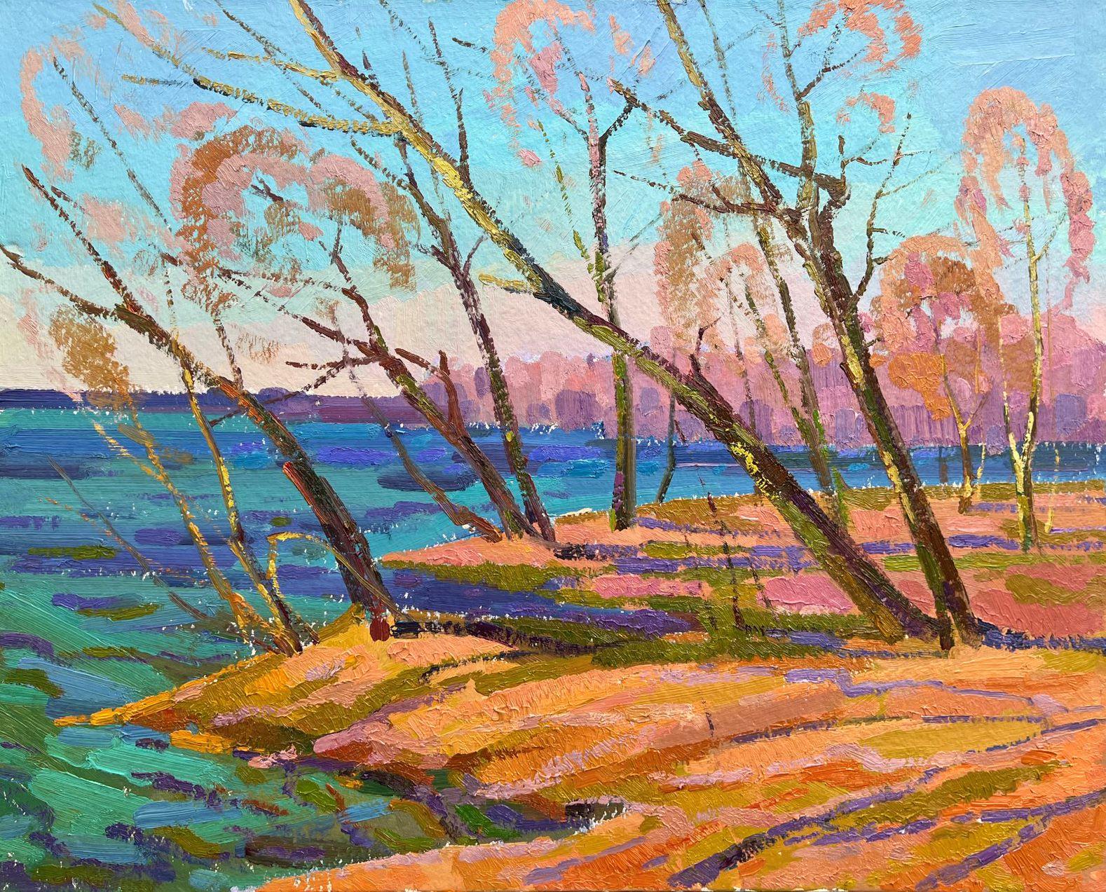 Spring Coast, peinture à l'huile impressionniste originale, prête à être accrochée