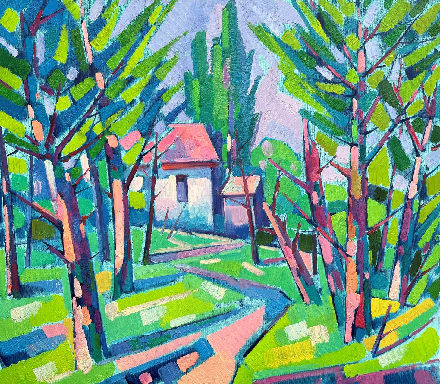 Peter Tovpev Landscape Painting - Spring Day, Post Impressionism Paul Cézanne Original oil Painting Ready to Hang
