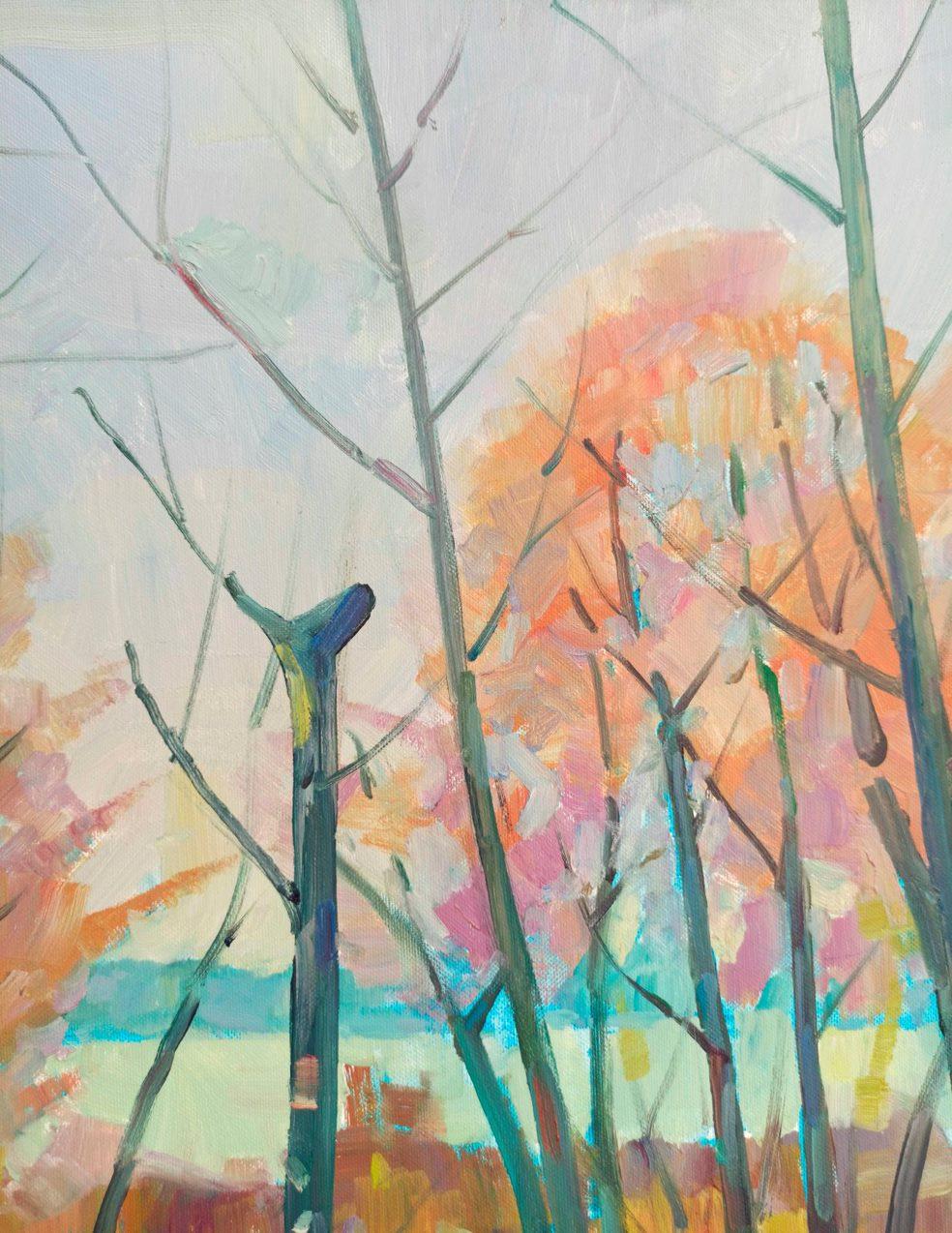 Paysage de printemps, peinture à l'huile originale, prêt à être accroché - Marron Landscape Painting par Peter Tovpev