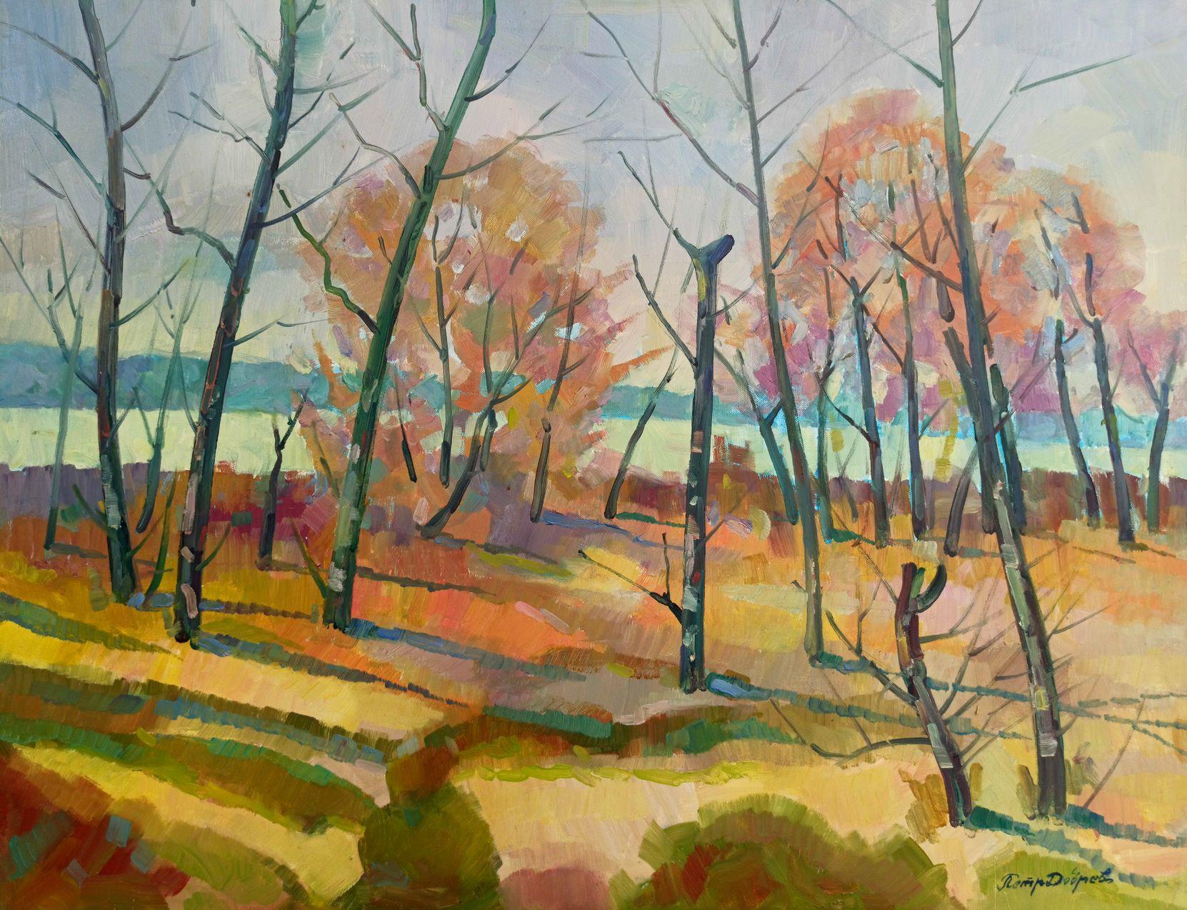Landscape Painting Peter Tovpev - Paysage de printemps, peinture à l'huile originale, prêt à être accroché