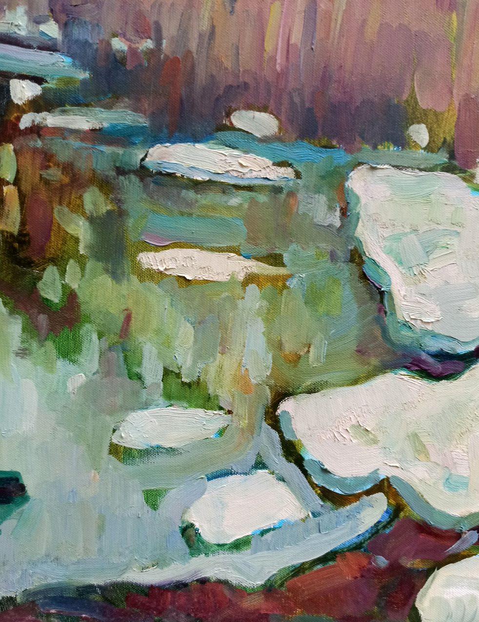 Primavera, Paesaggio Impressionista, Pittura ad olio originale, pronta da appendere - Painting di Peter Tovpev