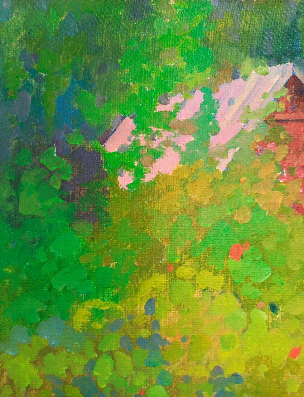 Summer Garden,  Impressionism, Original oil Painting, Ready to Hang For Sale 2