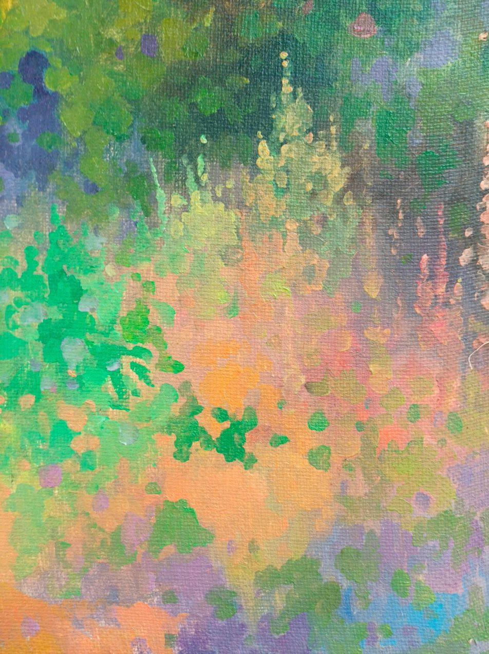 Jardin d'été,  Impressionnisme, peinture à l'huile originale, prête à être accrochée - Painting de Peter Tovpev