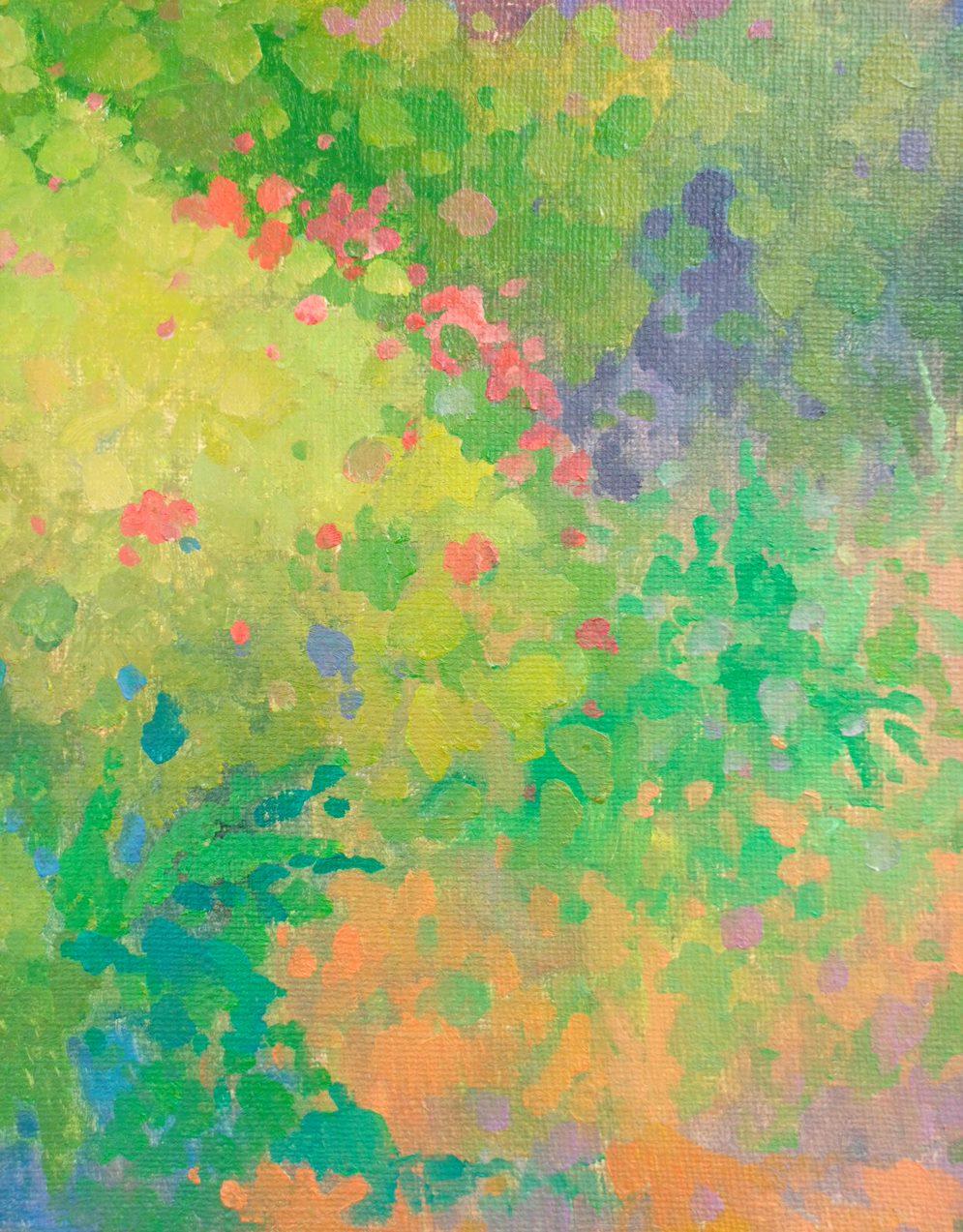 Jardin d'été,  Impressionnisme, peinture à l'huile originale, prête à être accrochée - Vert Landscape Painting par Peter Tovpev