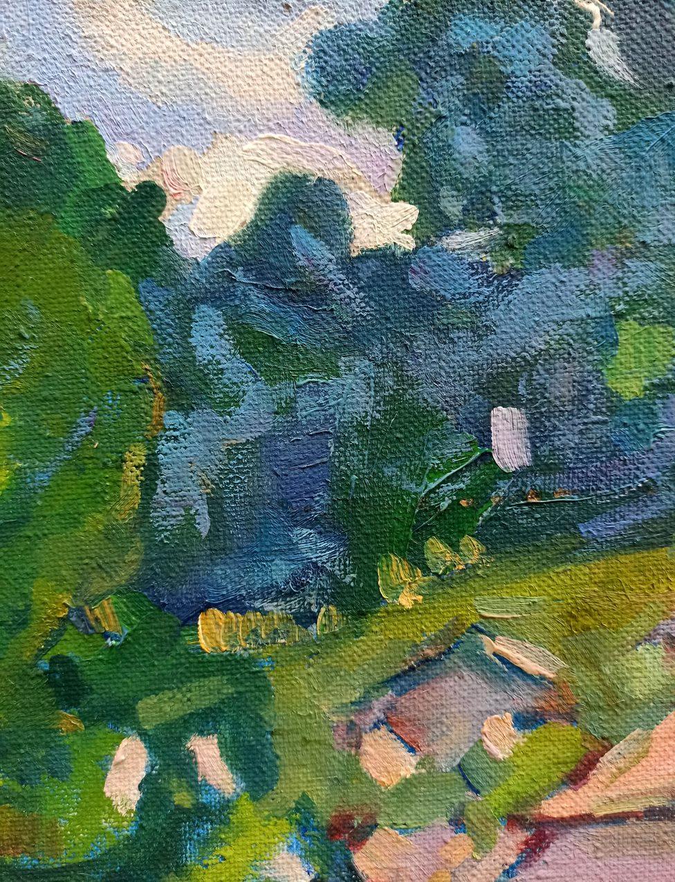 Summer Landscape, Impressionism, Original oil Painting, Ready to Hang For Sale 5