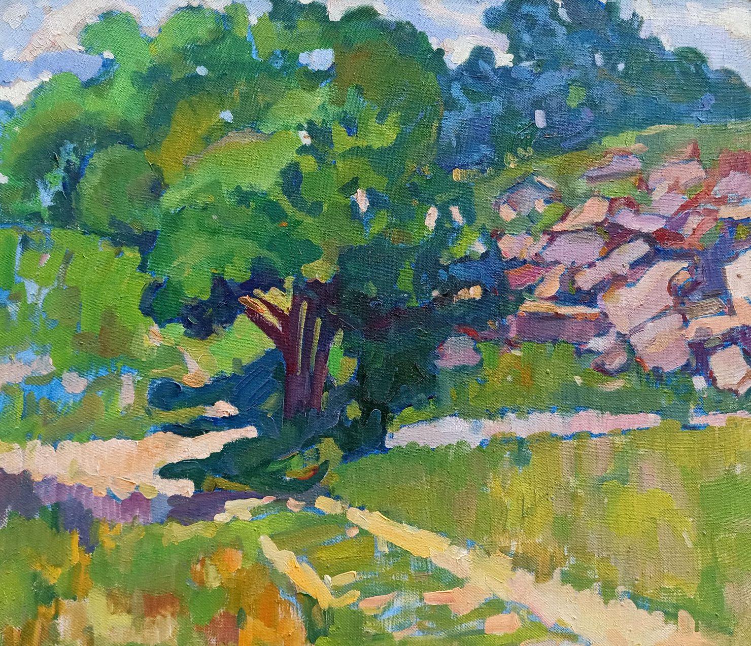 Peter Tovpev Landscape Painting - Summer Landscape, Impressionism, Original oil Painting, Ready to Hang