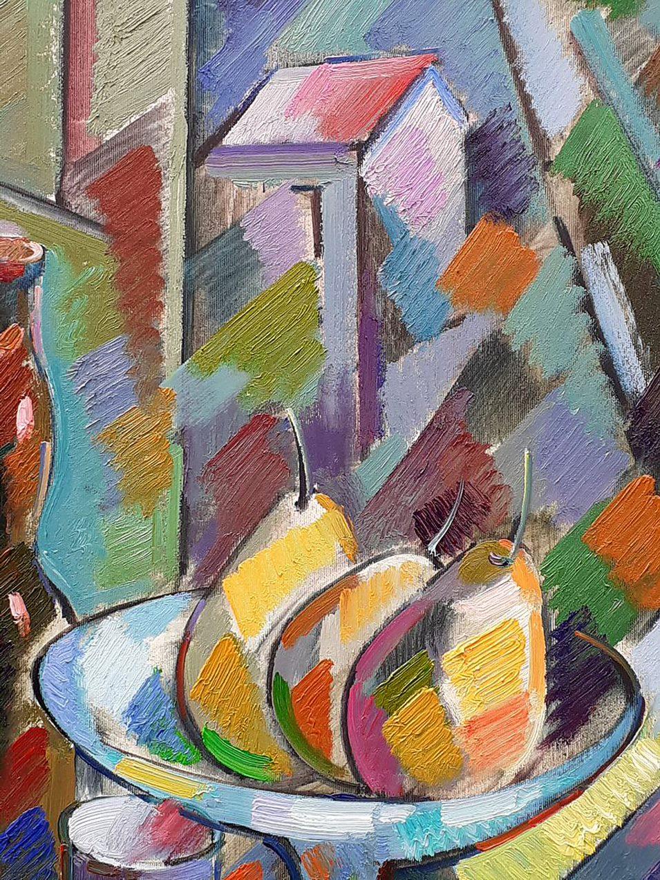 Künstler: Peter Tovpev
Werk: Original-Ölgemälde, handgefertigtes Kunstwerk, ein Unikat 
Medium: Öl auf Leinwand 
Jahr: 2022
Stil: Kubismus
Titel: Süßes Stilleben
Größe: 31,5