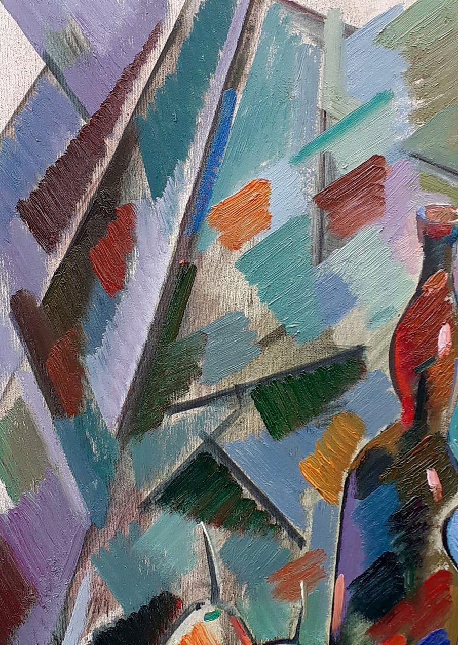 Sweet Stillleben, Abstraktes Ölgemälde des Kubismus, Original, hängefertig – Painting von Peter Tovpev
