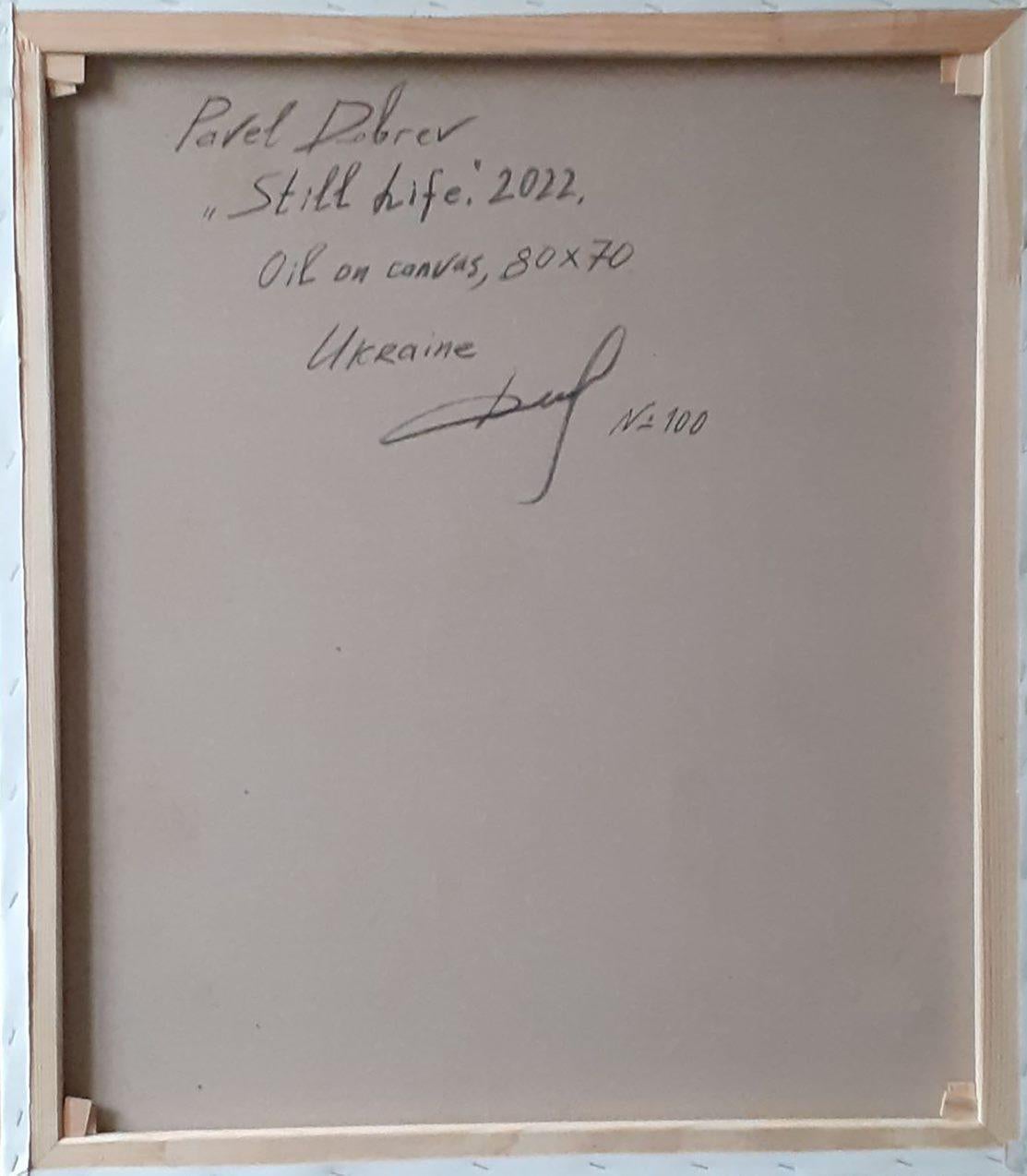 Sweet Stillleben, Abstraktes Ölgemälde des Kubismus, Original, hängefertig im Angebot 1