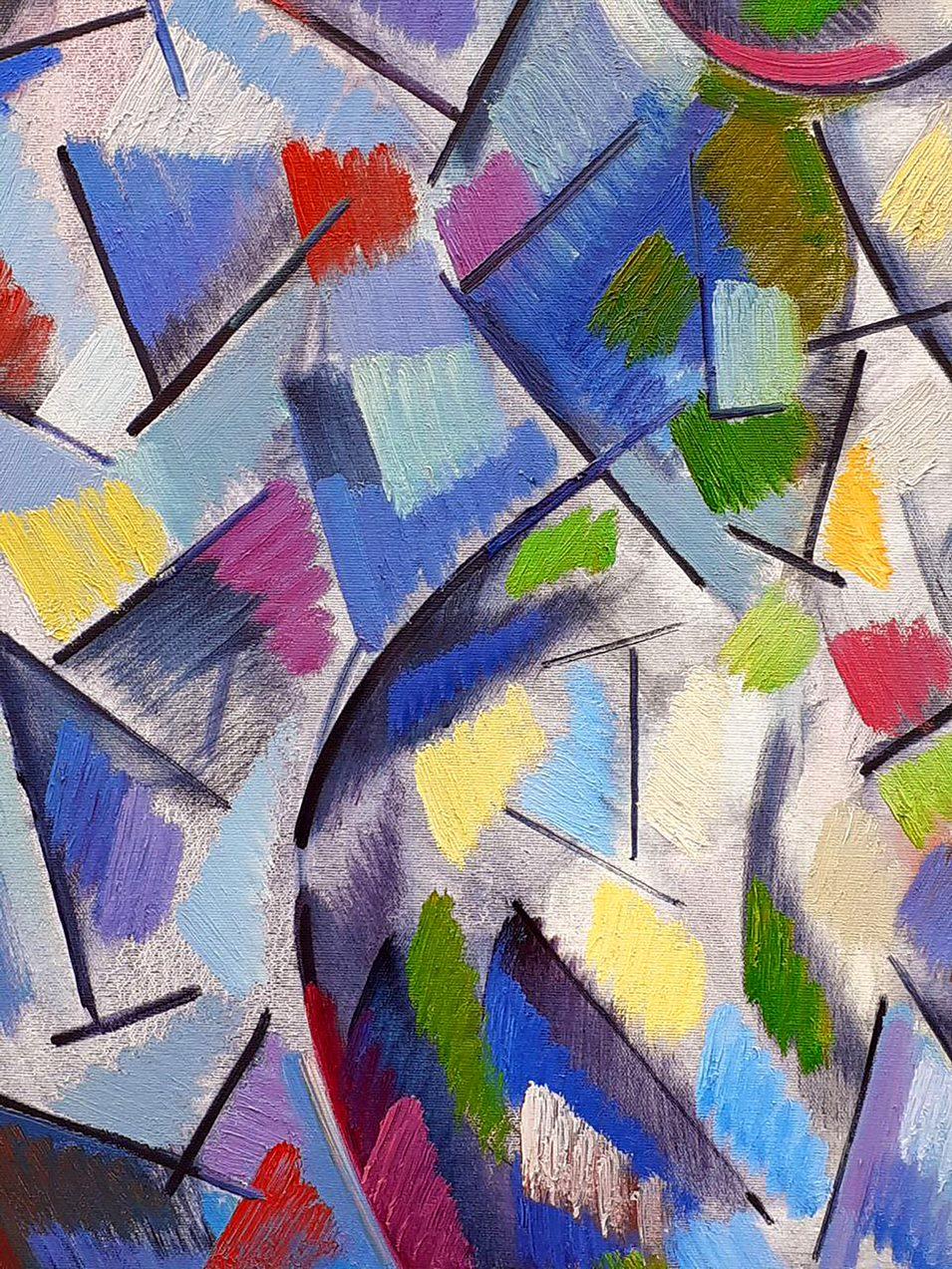 Künstler: Peter Tovpev
Werk: Original-Ölgemälde, handgefertigtes Kunstwerk, ein Unikat 
Medium: Öl auf Leinwand 
Jahr: 2022
Stil: Kubismus
Titel: Das Modell
Größe: 35,5