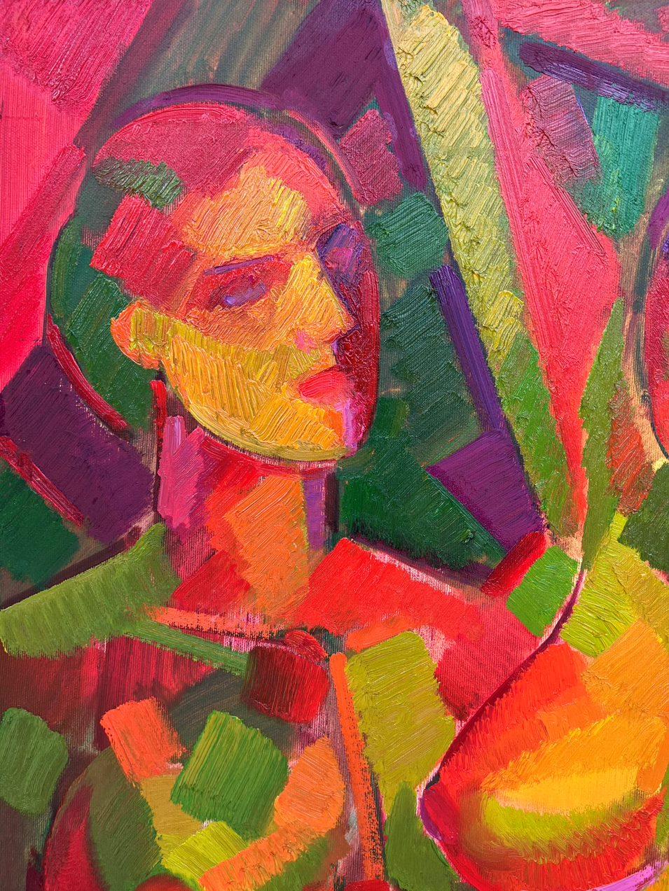 Two Bathers, Cubism Figurative, Original oil Painting, Ready to Hang For Sale 6