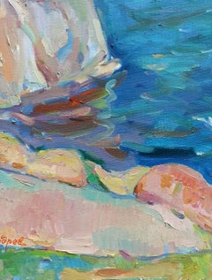 White Rock, Coastal, Impressionism Original oil Painting, Ready to Hang