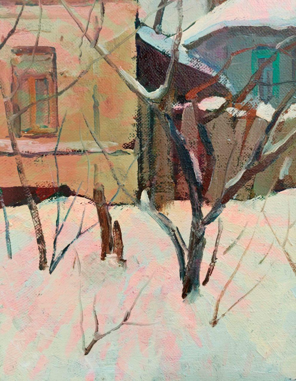 Winter Landscape, Original oil Painting, Ready to Hang For Sale 1