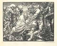 "Coriolan und seine Mutter" signé, gravure sur bois originale