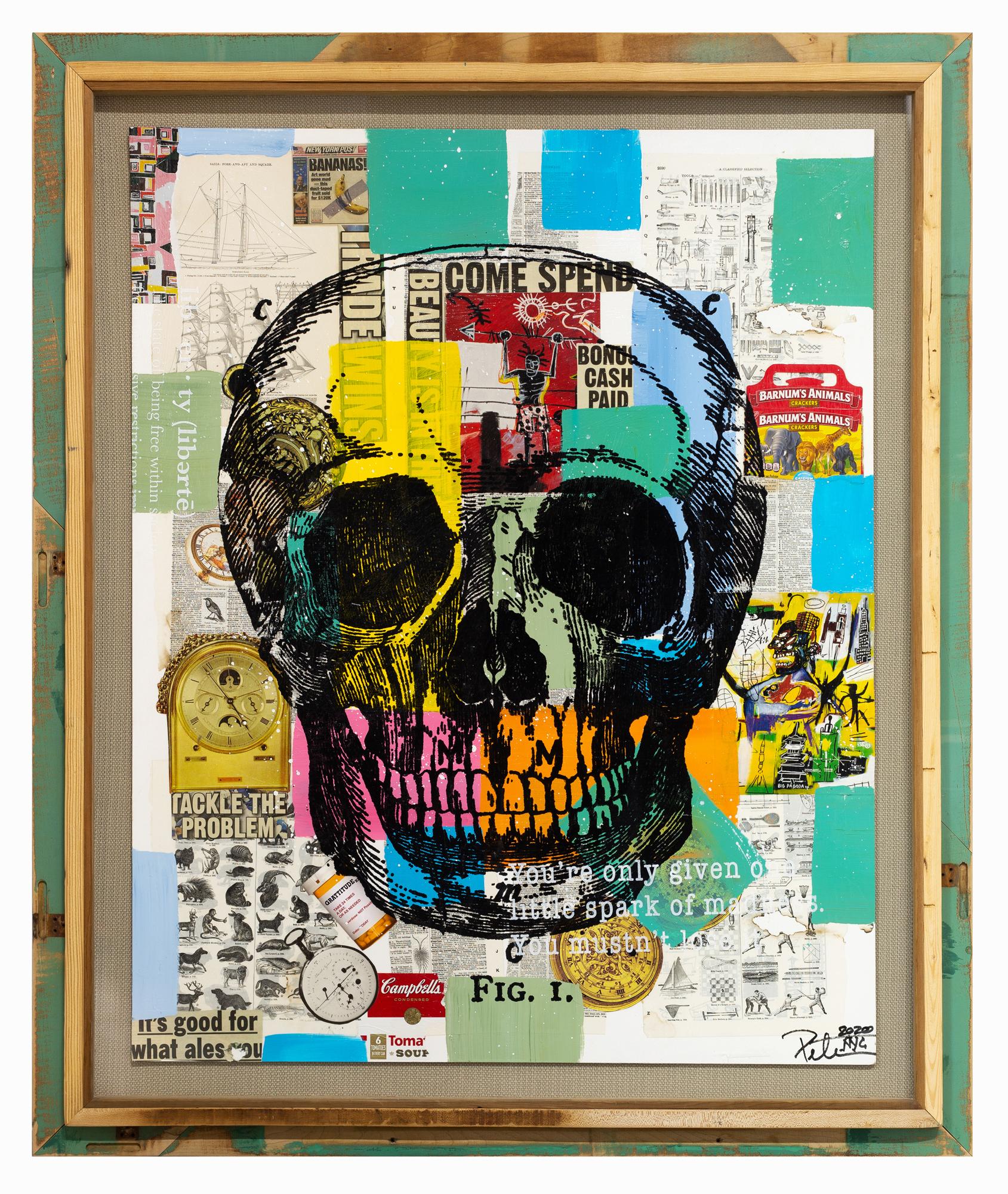 Skull (Come Spend On The Brain) - Mixed Media Art by Peter Tunney