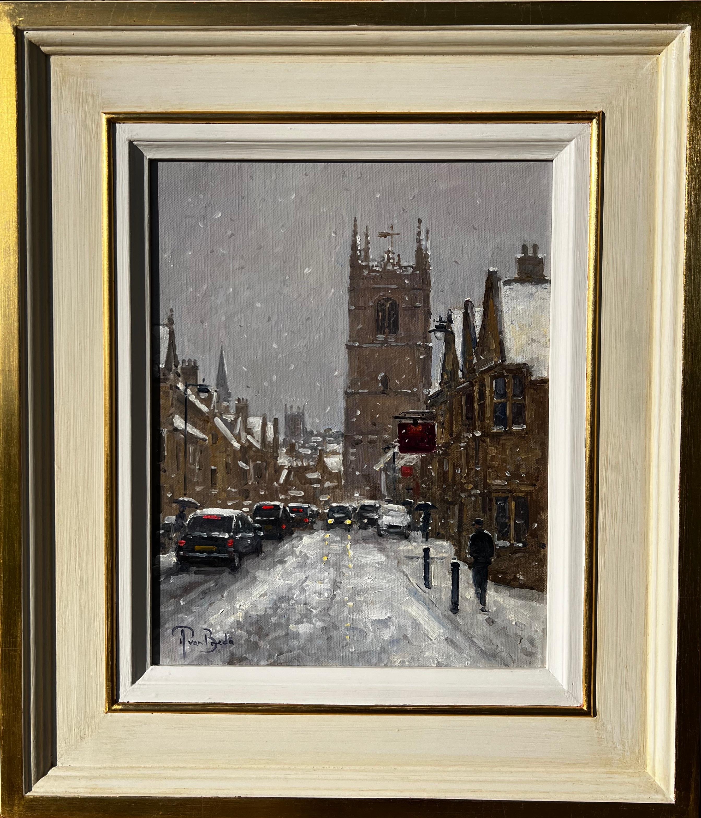 Snow Flurry, St Martin's, Stamford - Painting by Peter van Breda