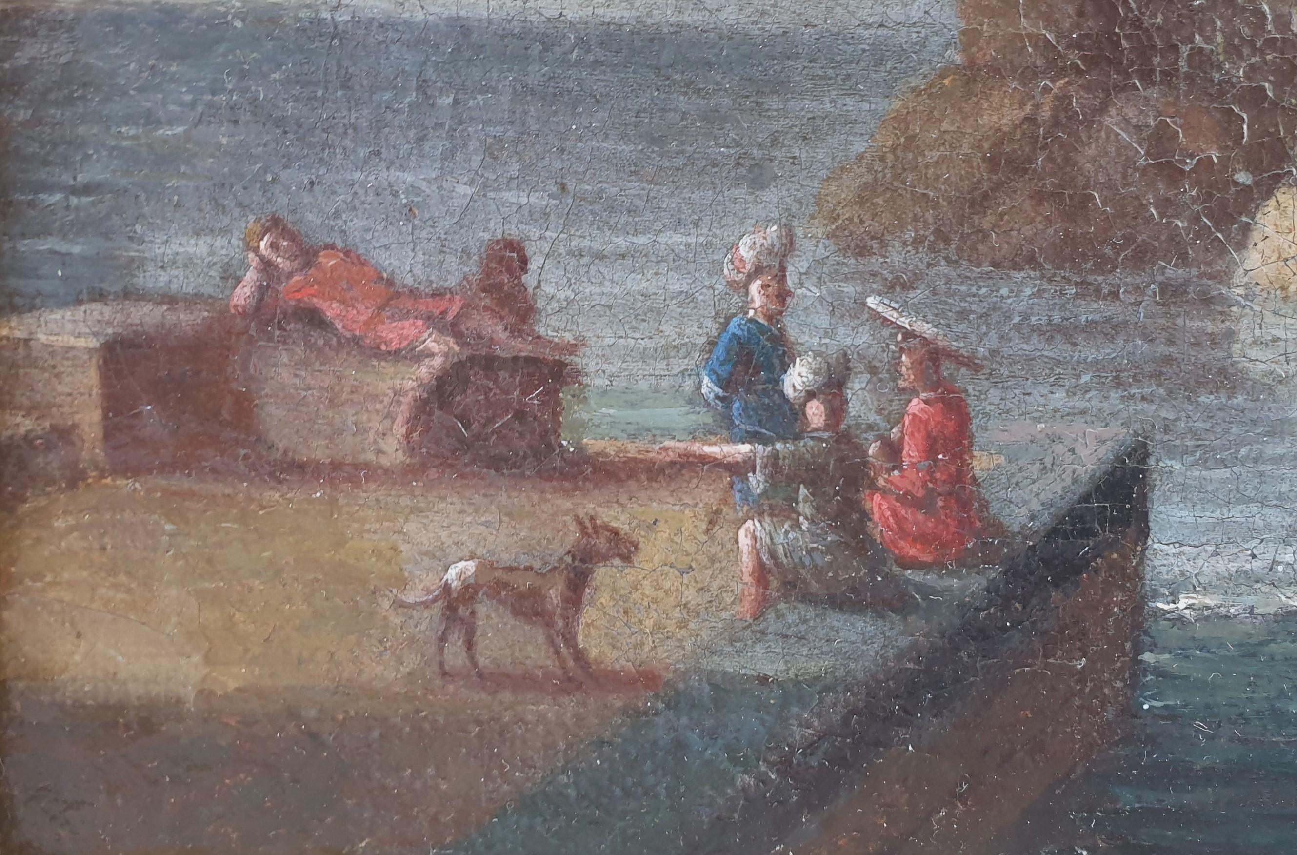 Pittura Scuola olandese 18° Marina nave turca fortezza di Gibilterra Van de VELDE - Painting Barocco di Peter Van de VELDE II