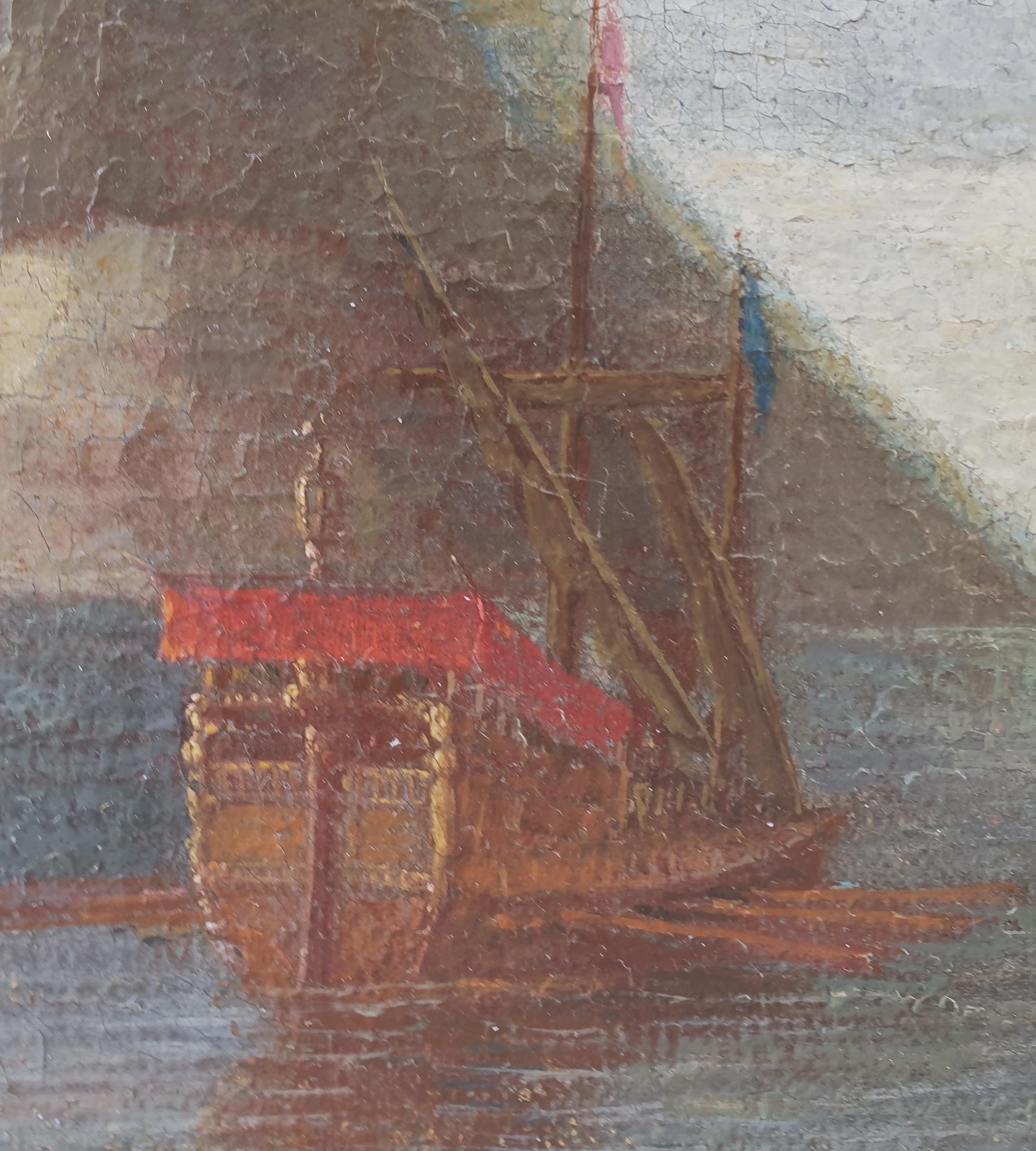 Scuola olandese del XVIII secolo
(Dopo Peter van DE VELDE Il Giovane (1749-1714))
Olio su tela
40 x 27 cm (54 x 41 cm con la cornice)
Bellissima cornice antica del periodo Impero

Le piccole figure turche dipinte con colori vivaci e i bellissimi
