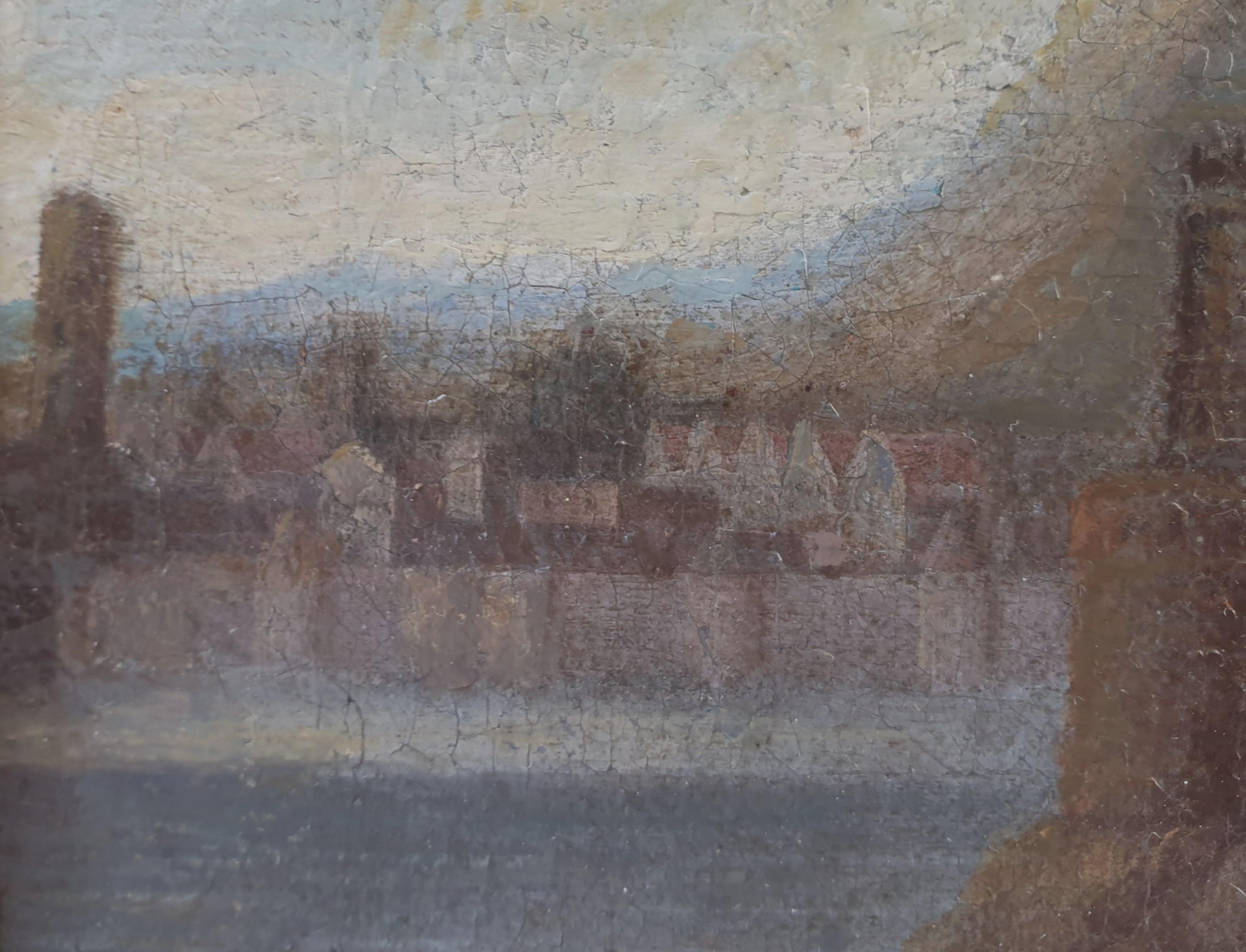 Pittura Scuola olandese 18° Marina nave turca fortezza di Gibilterra Van de VELDE 2