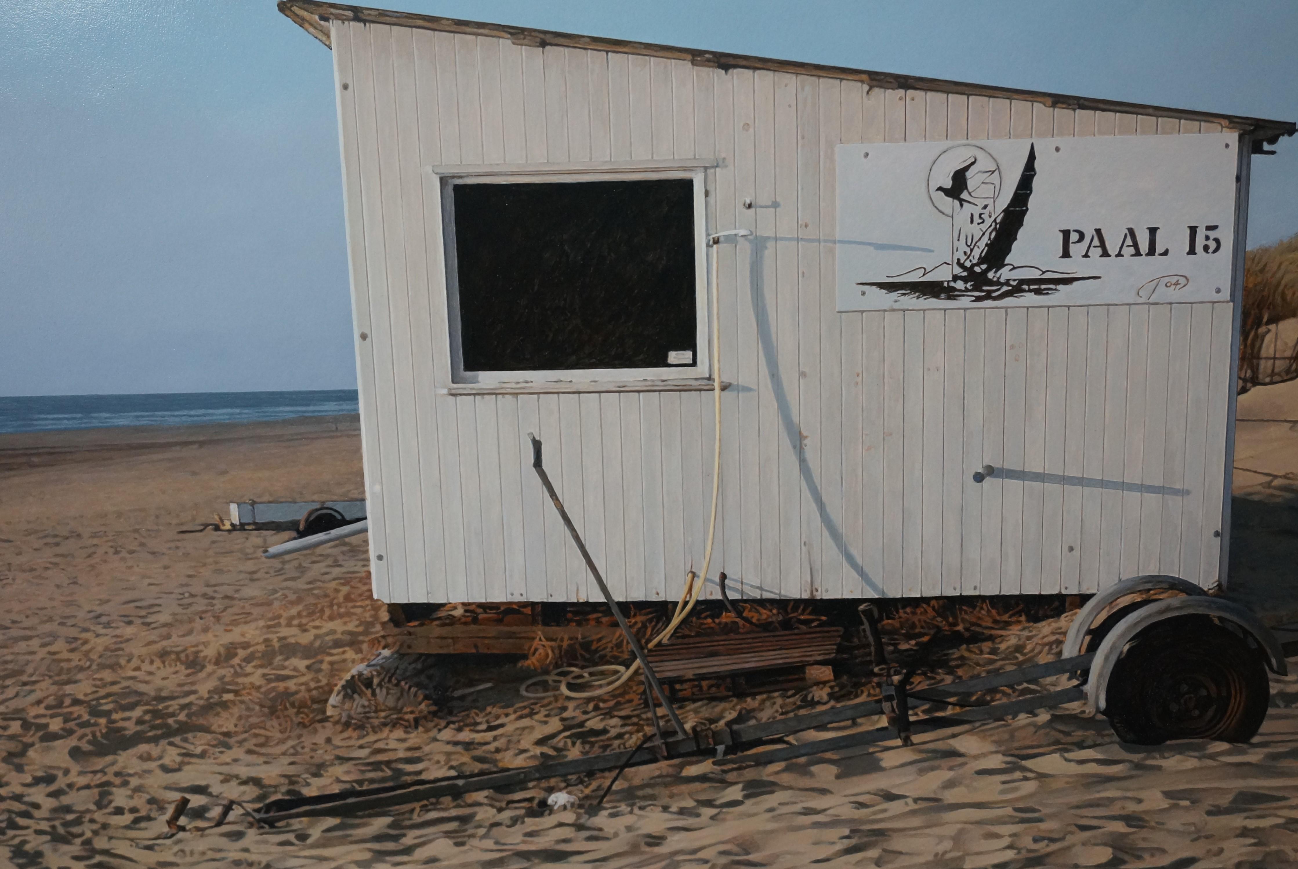 Photorealism Acrylfarbe auf Karton, Niederländische Küsteninsel Texel, Paal 15 (Fotorealismus), Painting, von Peter van der Ploeg