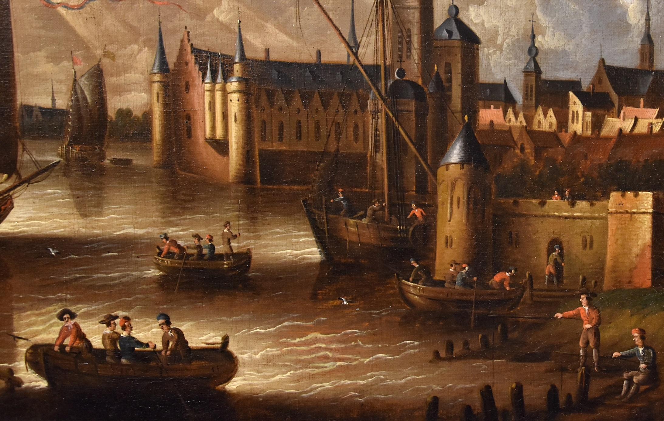 Landscape Marina See Van Der Velde Paint Oil on canvas Old master 17th Century For Sale 2
