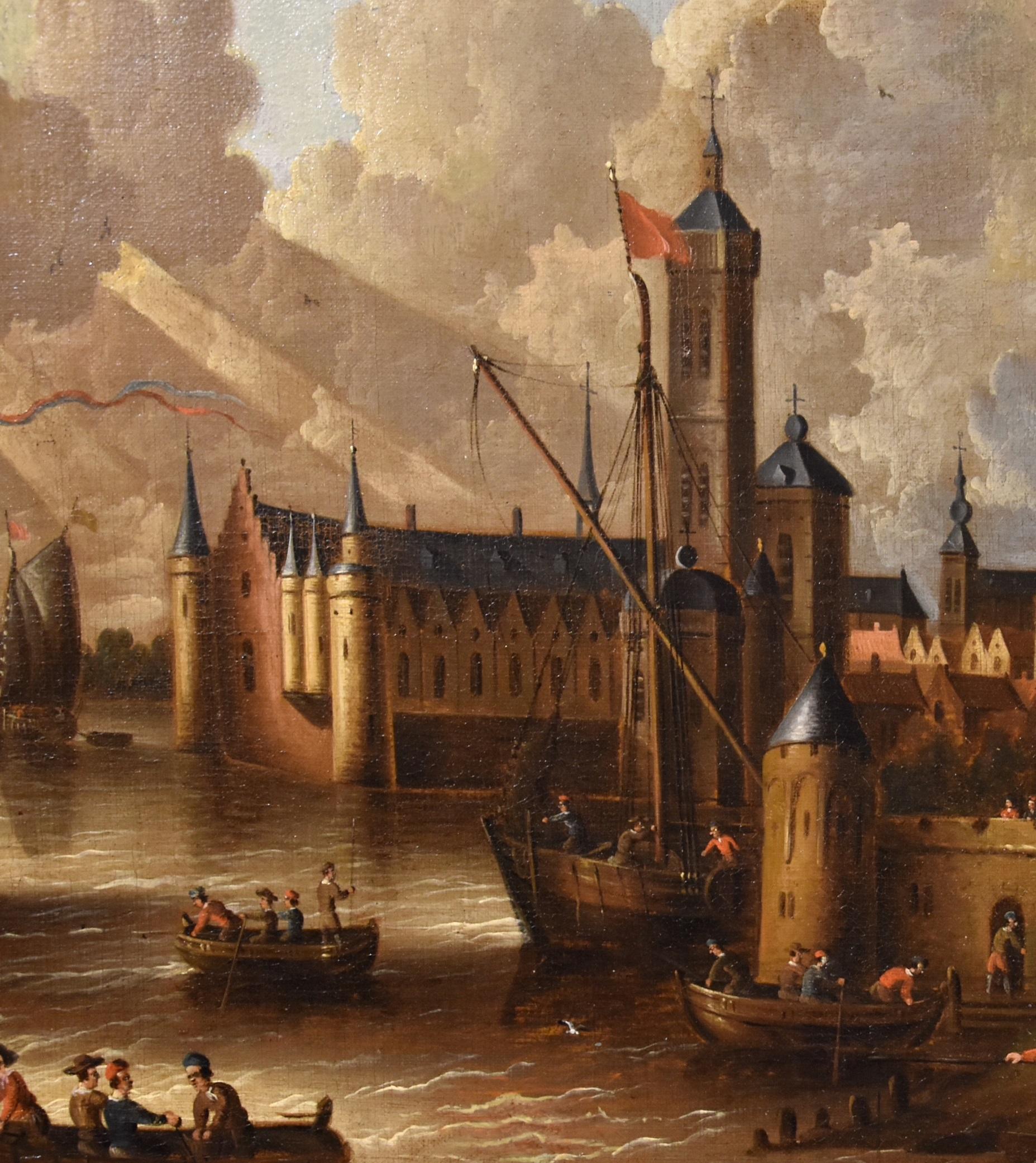 Landscape Marina See Van Der Velde Paint Oil on canvas Old master 17th Century For Sale 3