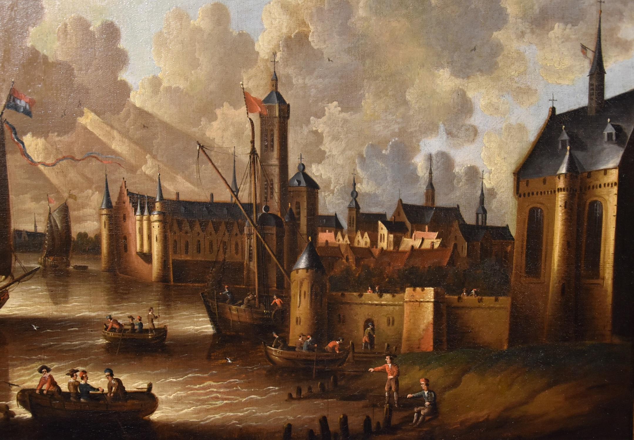 Landscape Marina See Van Der Velde Paint Oil on canvas Old master 17th Century For Sale 4