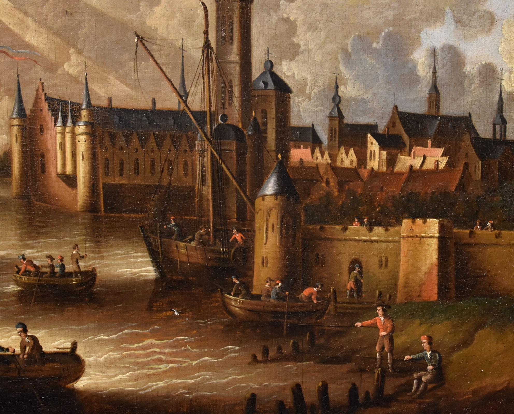Landscape Marina See Van Der Velde Paint Oil on canvas Old master 17th Century For Sale 5